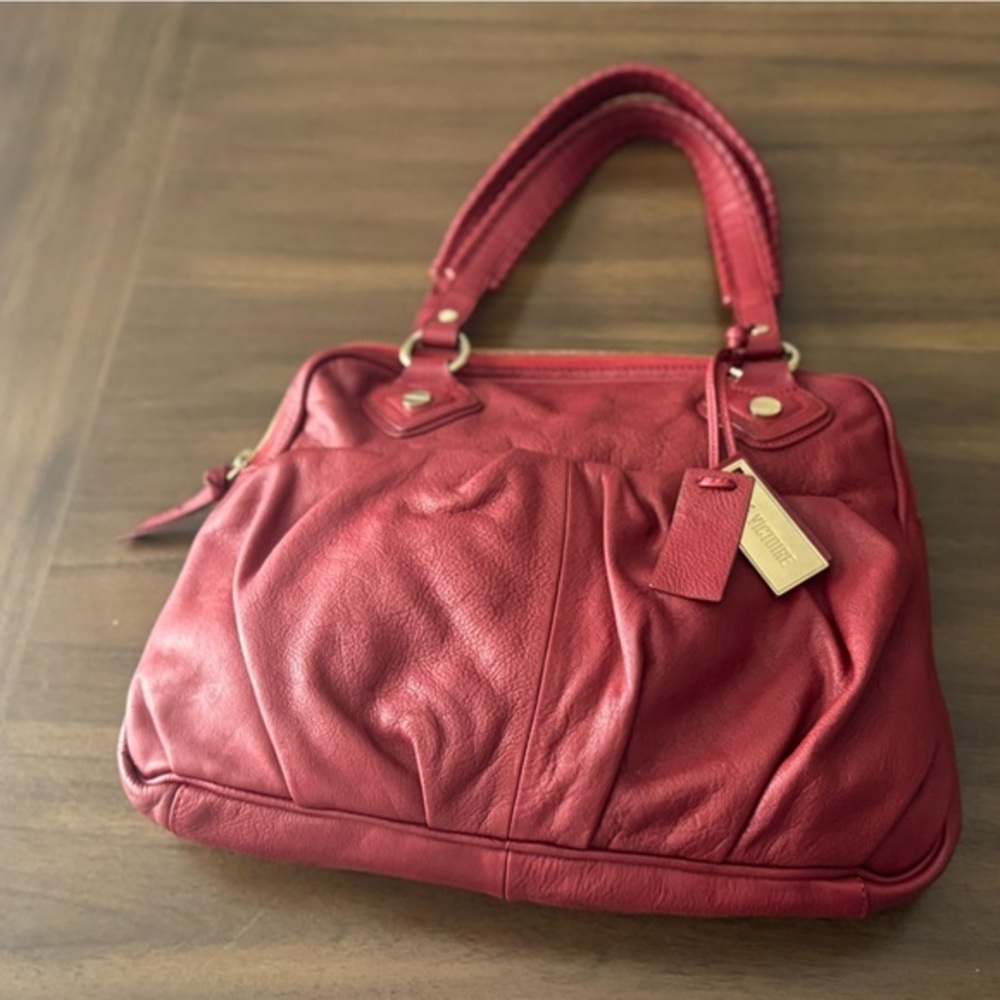 Por La Victoire Red Vintage  Leather Handbag